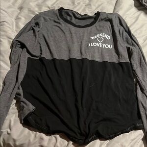 Gray and Black Long Sleeve Shirt